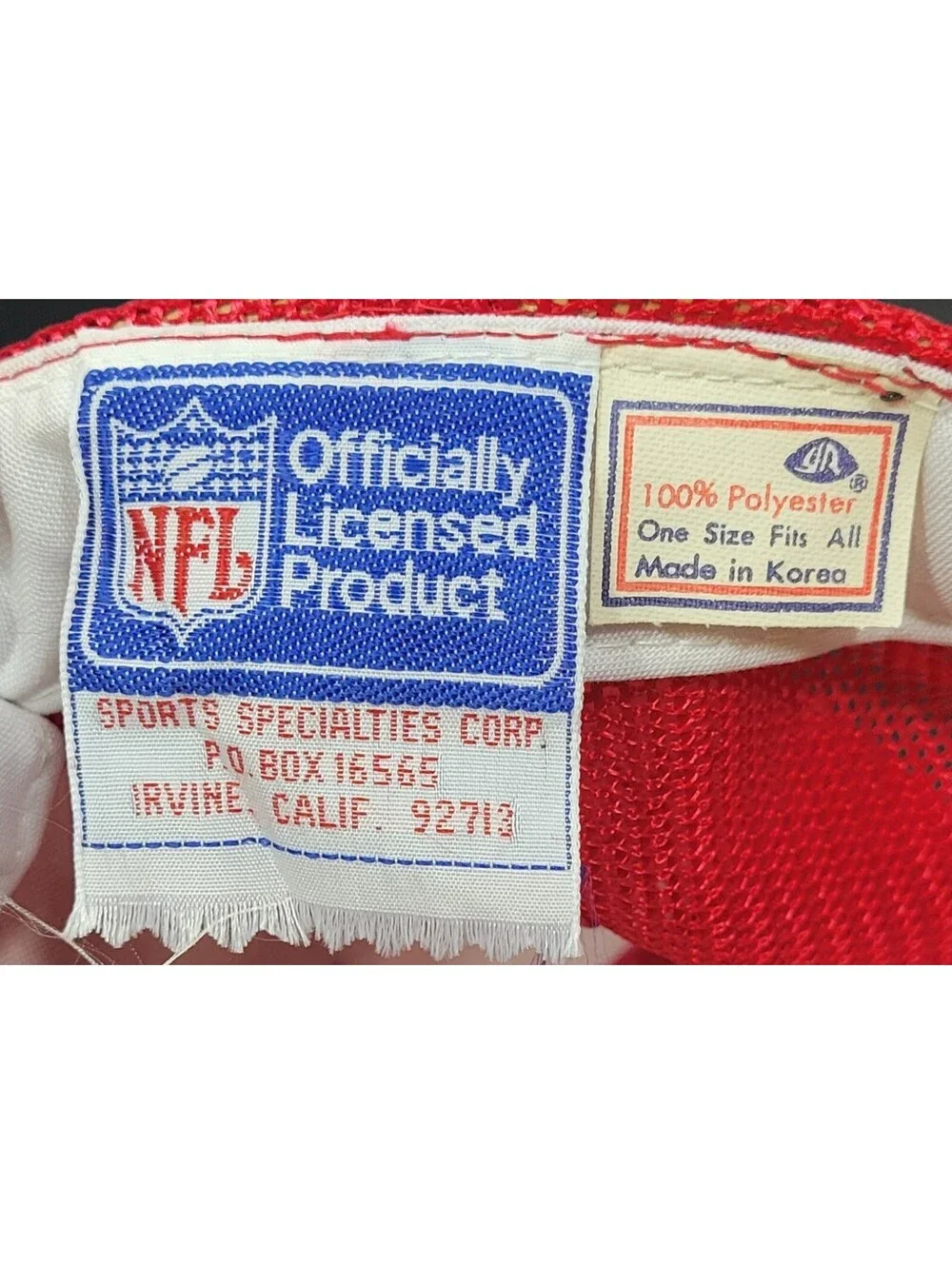 Vtg Carquest Hat Snapback Cap NFL Red/Blue 80's Auto Parts Stores w/Red Rope